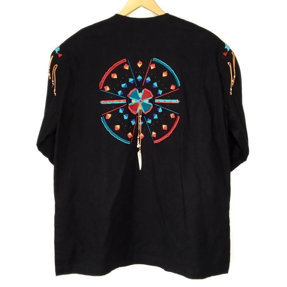 Vtg 70's Rafia Studio Western Jacket Large Native American Style Beaded Shells - Picture 5 of 9